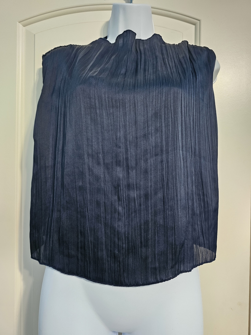 Abercrombie & Fitch Navy Pleated Mock Neck Camisole